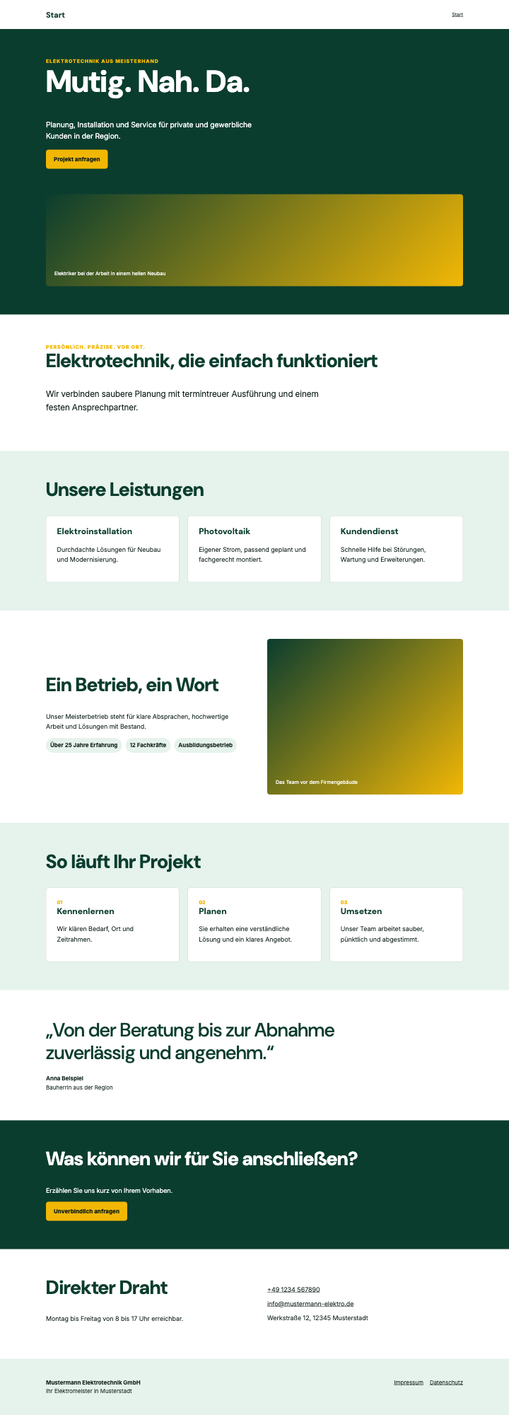 Fertige Website, Desktop